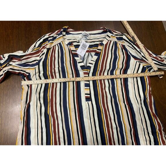 Torrid Harper Rayon 3/4 Sleeve Pullover Top Women 0 / Large Striped Retro Blouse - Picture 4 of 10